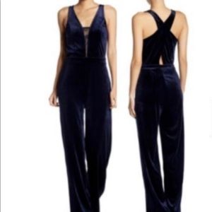 Navy blue velvet jumpsuit